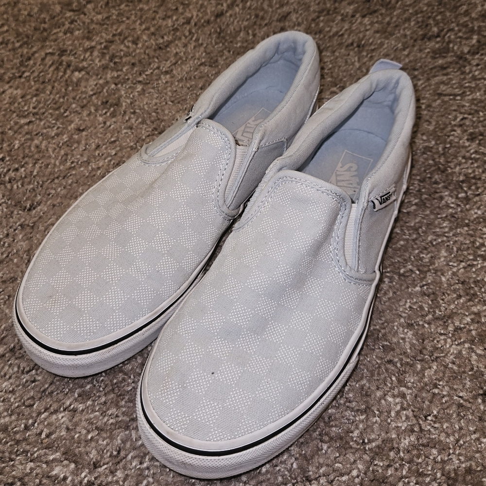Light blue checkered Vans